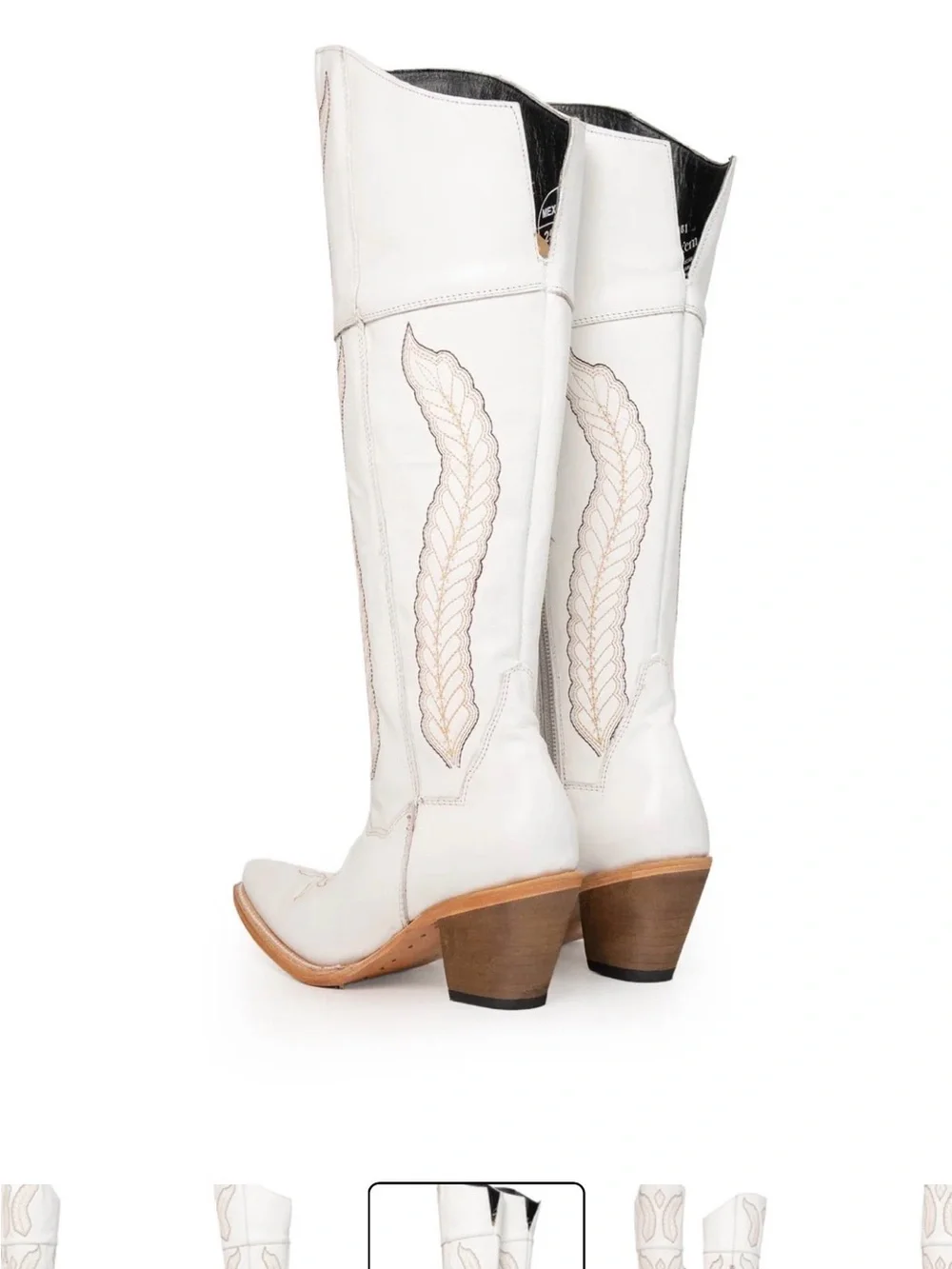 Rock’em Women’s White leather knee high boots embroidered zip US 7.5
